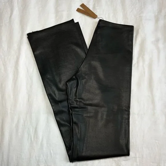 NWT Skims Faux Leather Bootcut Pant Sz LARGE in Onyx - Picture 6 of 7